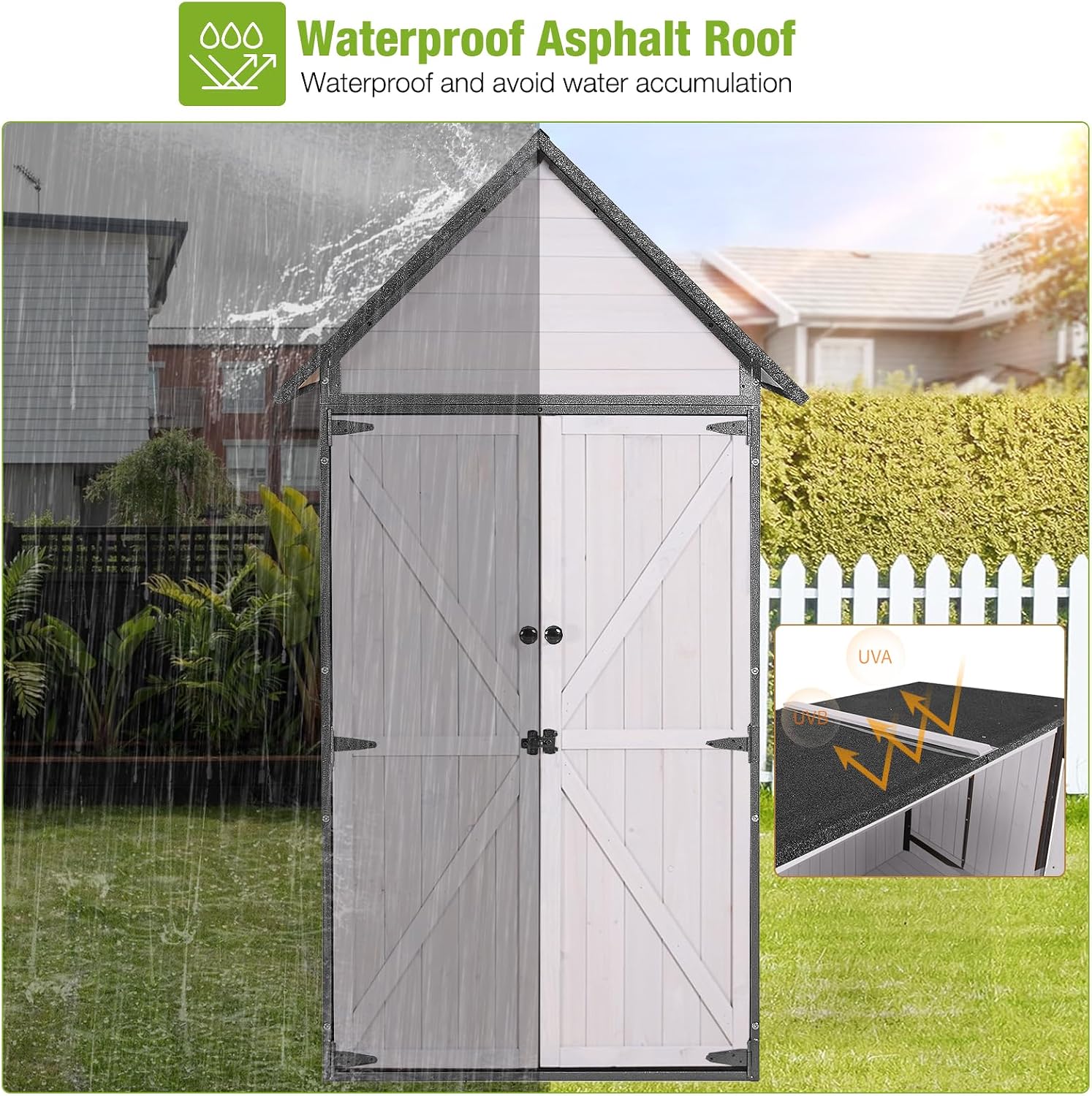 Outdoor Storage Shed with All Around Strong Metal Frame, Garden Shed with Floor, Wooden Tool House with Adjustable Shelfs, for Backyard Garden Patio Lawn (Grey, Extra Large)