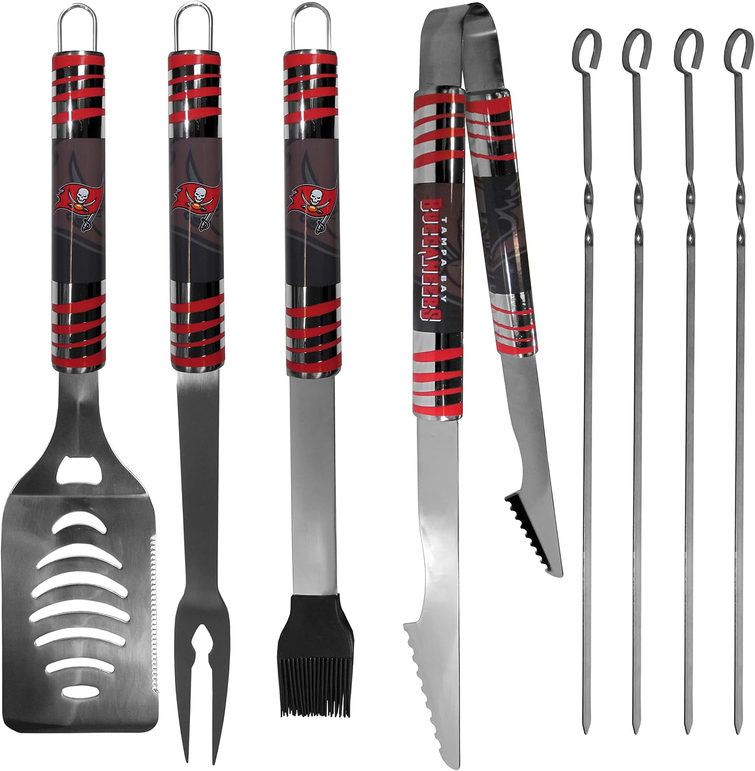 NFL Siskiyou Sports Fan Shop Tampa Bay Buccaneers Steel Tailgater BBQ Set w/Case 8 piece Gray