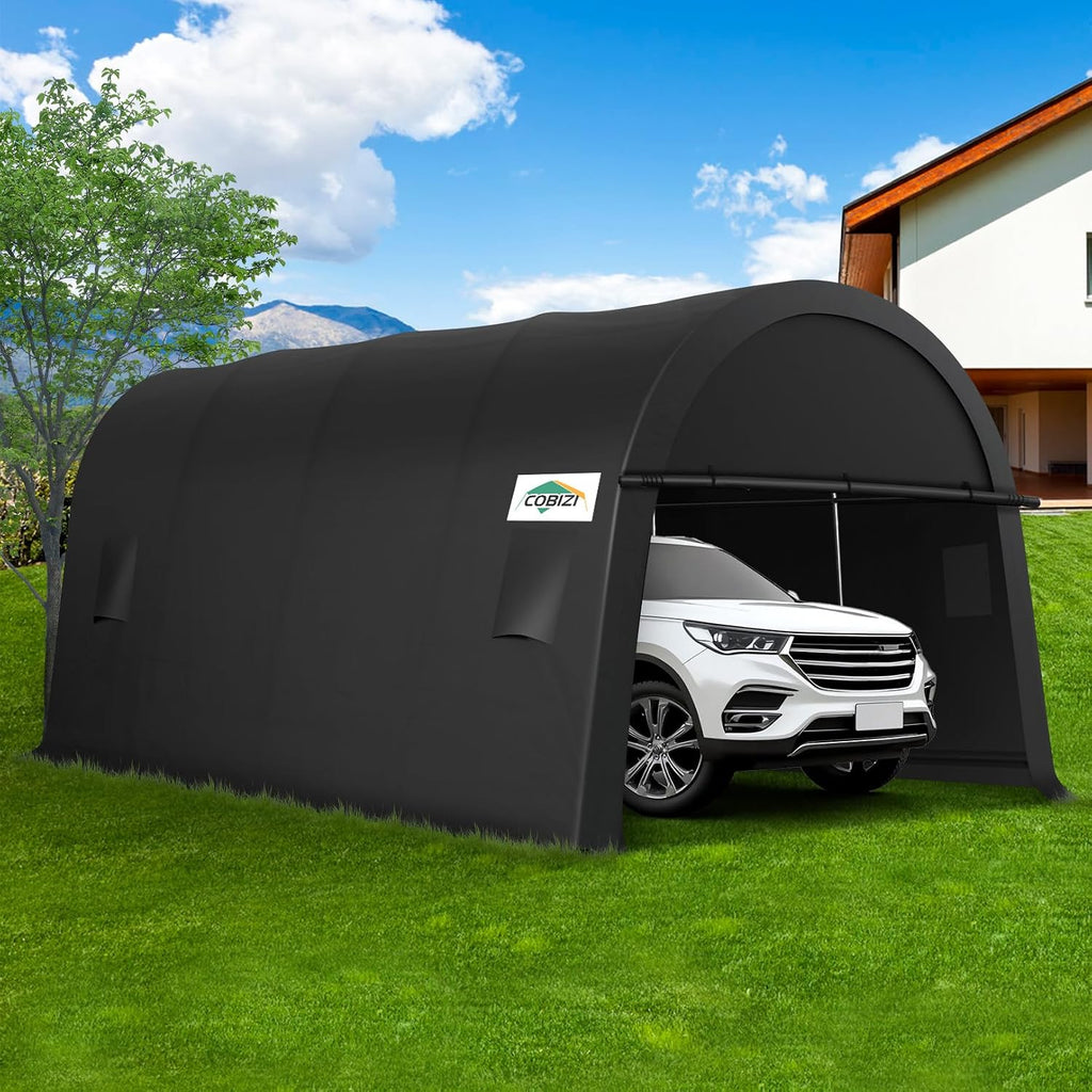 COBIZI Carport Canopy 12x20 Heavy Duty Portable Garage with Removable Doors & Vents, Galvanized Frame(Outperforms Metal) Car Port Canopy Tent with All-Season Tarp for Outdoor Storage Shed Car