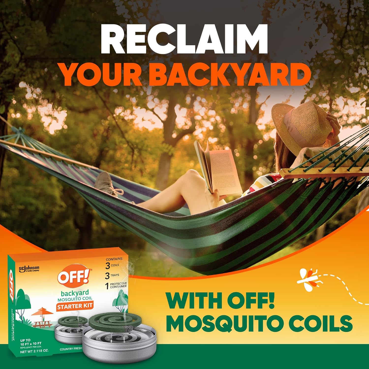 OFF! Backyard Mosquito Coils with Trays and Protective Container Country Fresh Scent Repel Mosquitoes for Patio and Deck Outdoor Use Up to 4 Hours per Coil 3 Count (Pack of 12)
