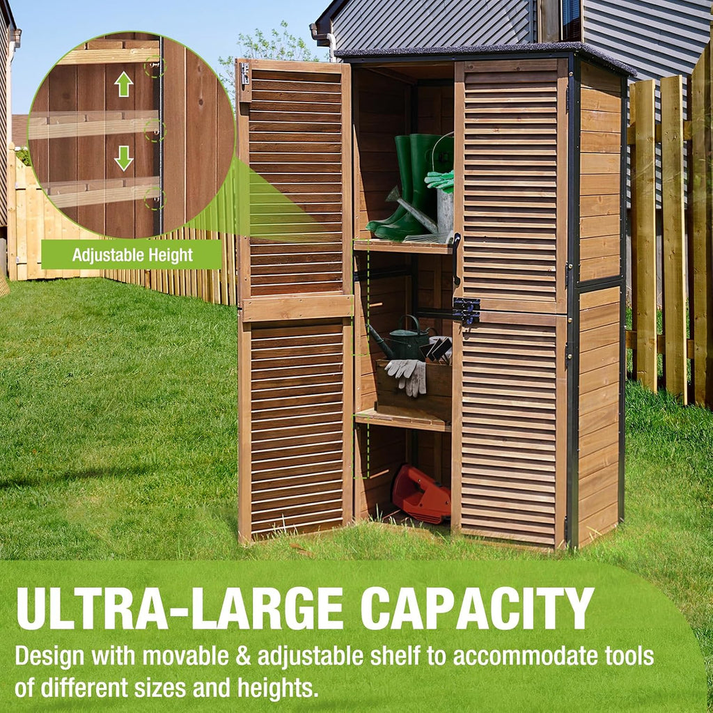 Outdoor Storage Shed Garden Cabinet with Strong Iron Frame Large Garden Shed with Floor,Waterproof