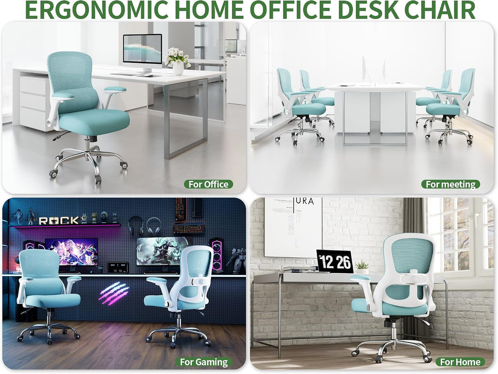 Office Chair - Ergonomic Desk Chair with Adjustable Lumbar Support, Mesh Computer Chair, Executive Office Chairs for Adults, Wide Seat Office Chair Back Support for Tall Men (Blue)