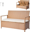 VEVOR Outdoor Storage Bench, 2-Person PE Rattan Storage Bench, 70 Gal Deck Box with Cushion, Supports up to 265 lbs, Outdoor Seating & Porch Decor for Patio Garden Balcony Yard