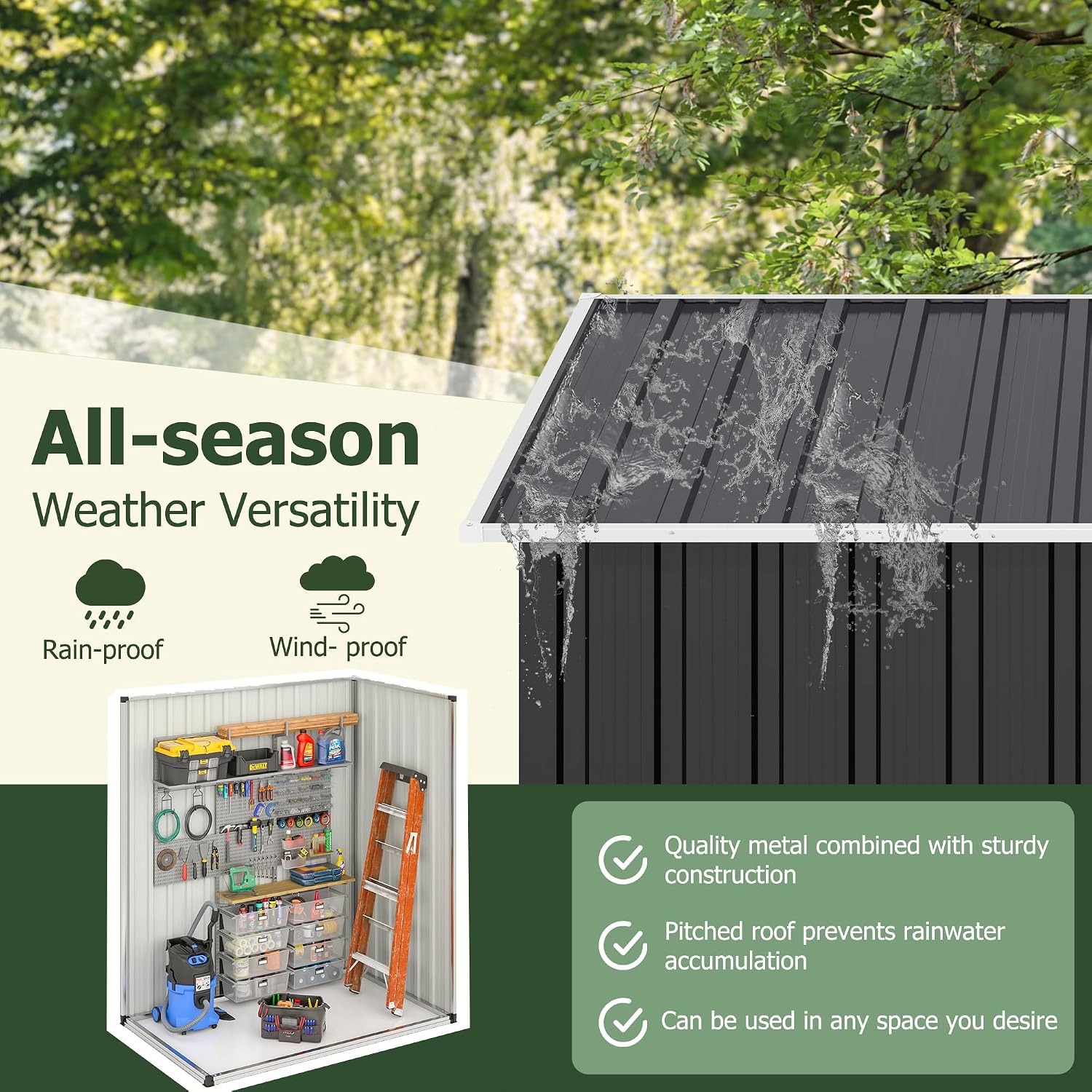 AirWire 5x3 FT Outdoor Storage Shed, Garden Shed with Updated Frame Structure and Lockable Doors, Metal Tool Sheds for Backyard Garden Patio Lawn, Grey