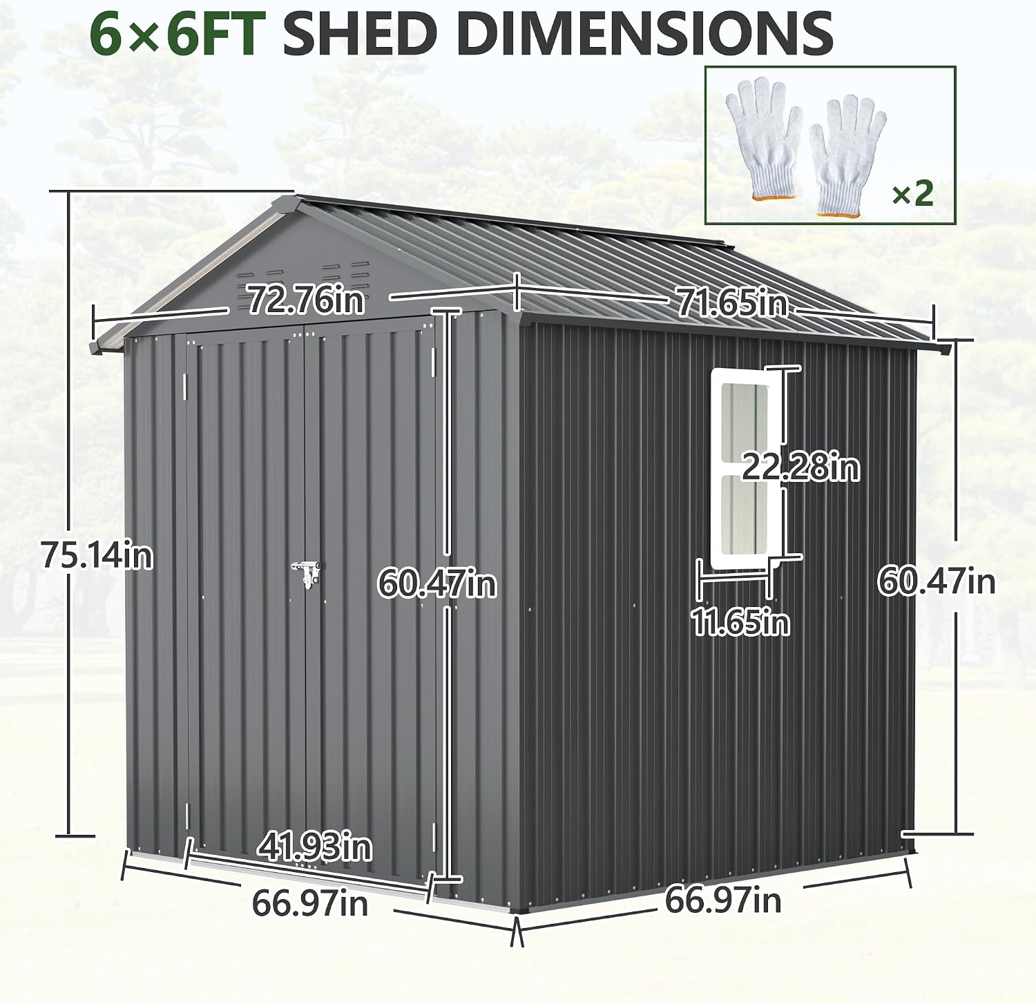 6x6 Ft Outdoor Heavy-Duty Shed, Metal Storage with Vents and Clear Window