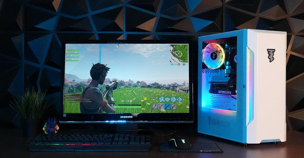 ViprTech Rebel 4.0 Gaming PC - AMD Ryzen 7 (4.1Ghz Turbo), RTX 4060 8GB, 16GB DDR4 RAM, 1TB SSD, VR-Ready, Streaming, WiFi BT, RGB, Win 11 Pro, Prebuilt Desktop Computer White