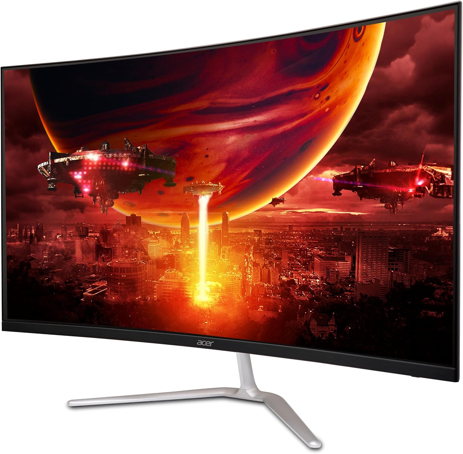 acer Nitro 31.5' FHD 1920 x 1080 1500R Curved PC Gaming Monitor | AMD FreeSync™ Premium | Up to 165Hz Refresh | 1ms VRB | VESA Mountable | 1 x Display Port 1.2 & 2 x HDMI 1.4 | EDA320Q PBIIPX