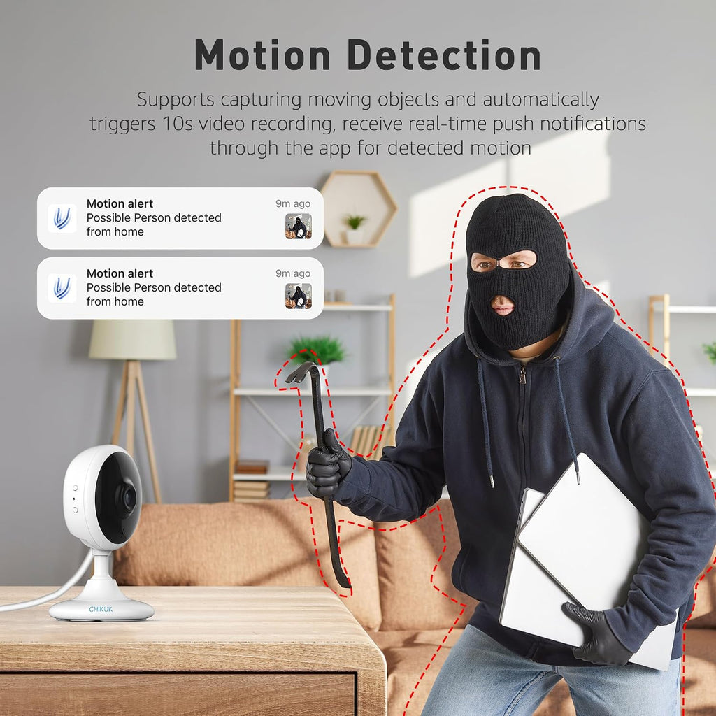 Small Security Cameras, Upgraded Indoor Camera for Pets, Dogs, Babies, Elders, Smart WiFi Home Monitor, App Control, Compatible with Alexa, White, 8PCS