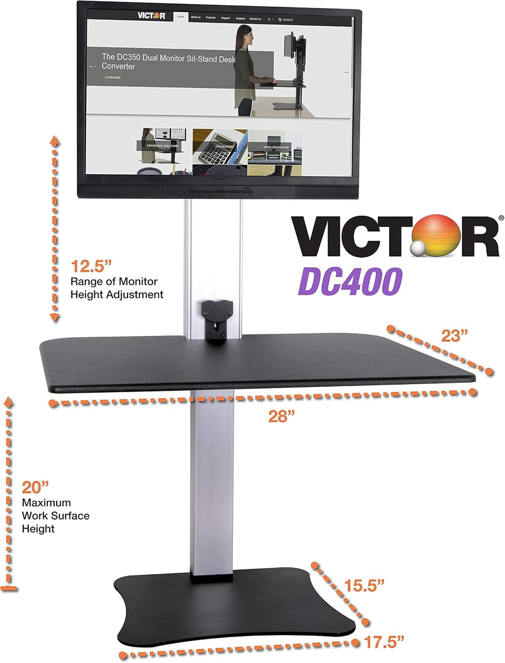 Victor DC400 Electric Standing Desk,28'W