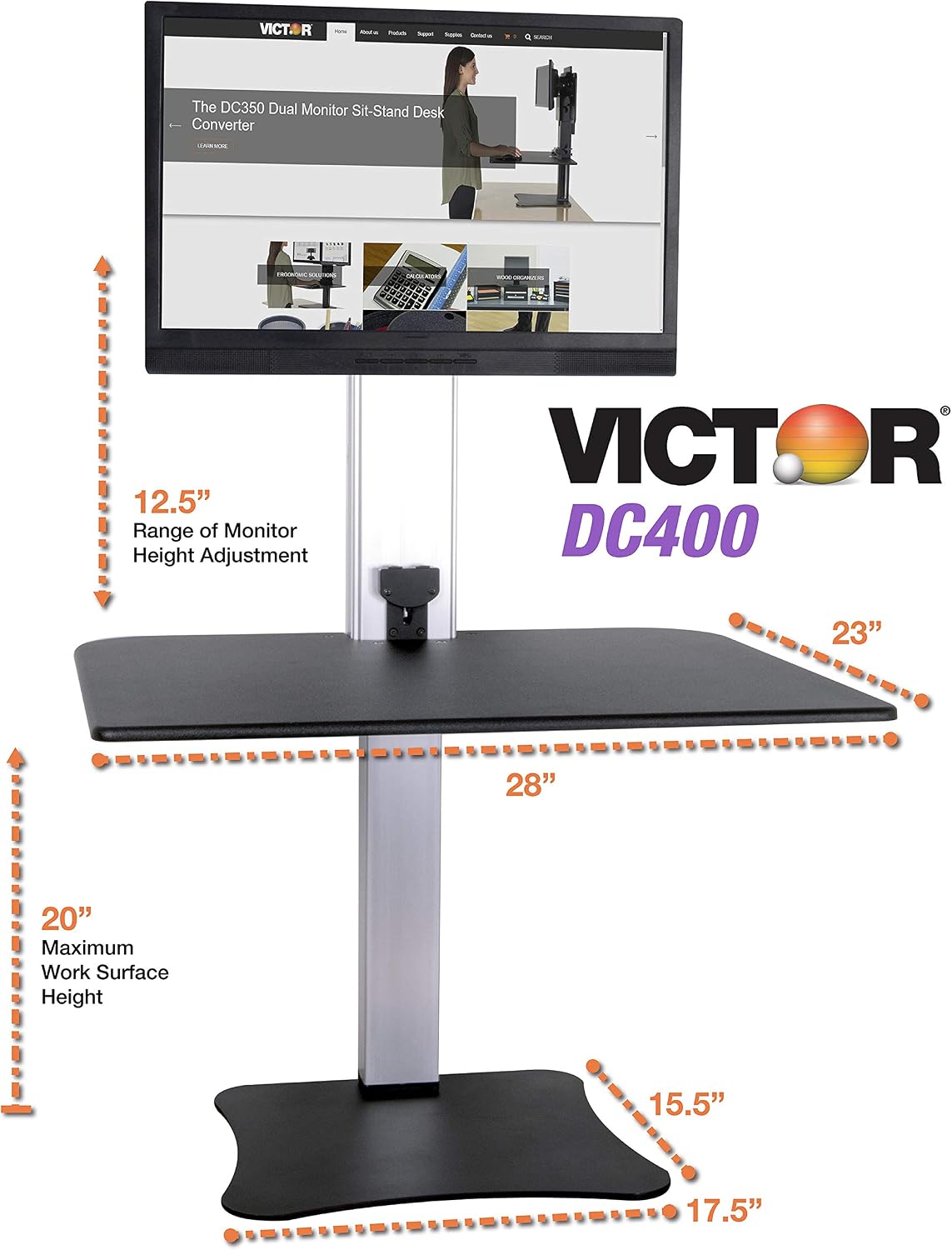 Victor DC400 Electric Standing Desk,28'W