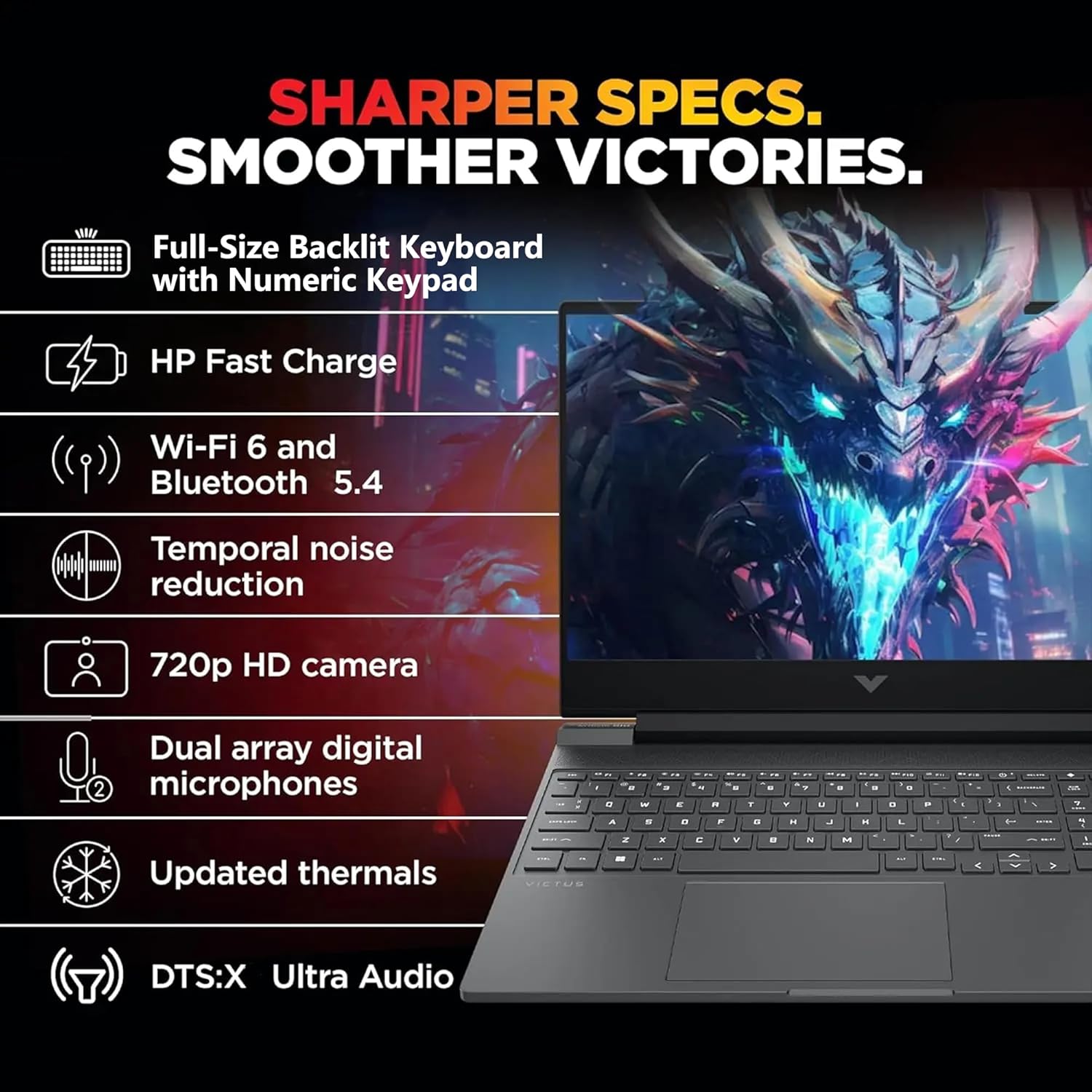 HP Victus Gaming Laptop | 15.6' FHD IPS 144Hz Anti-Glare | Intel 8-Core i5-13420H (>i7-12650H) | 32GB DDR4 2TB SSD | GeForce RTX 4050 6GB | Backlit Type-C WiFi 6 Fast Charge Win11 Pro w/DLCA Accessory