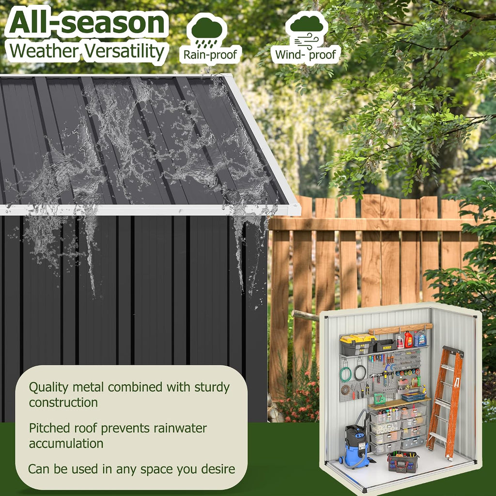 Polar Aurora Outdoor Storage Shed 5 x 3 FT, Metal Garden Shed with Updated Frame Structure, Tool Sheds for Backyard Garden Patio Lawn, Black