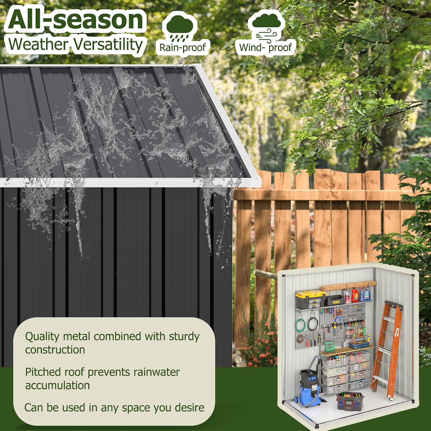 Polar Aurora Outdoor Storage Shed 5 x 3 FT, Metal Garden Shed with Updated Frame Structure, Tool Sheds for Backyard Garden Patio Lawn, Black