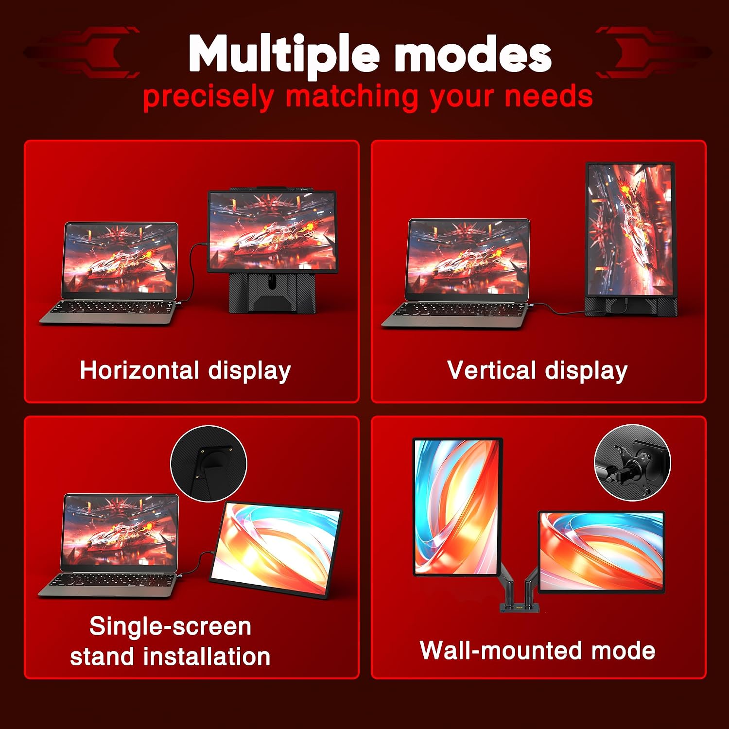 CIDETTY Laptop Screen Extender Portable Monitor, Dual 16.1' 1080P FHD IPS Screen, Detachable Monitor Extender for Laptop, Fit for 13-17' Laptops, Compatiable with Windows/Mac/Chrome/Android