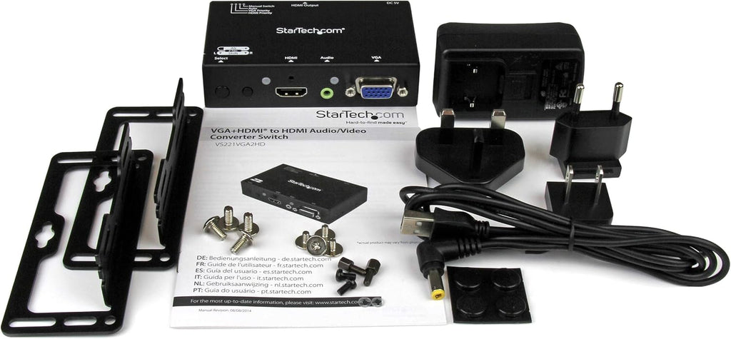 StarTech.com 2x1 VGA + HDMI to HDMI Switch / Selector Box - 1080p Multi Video Input Automatic Switcher - 2 Computers In 1 Monitor Out, TAA (VS221VGA2HD)