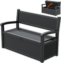LHBcraft 70 Gallon Lockable Outdoor Storage Bench Waterproof, Deck Box Bench for Patio, Porch, Garden, Poolside, Stores Tools & Pool Supplies, Heavy-Duty Outdoor Bench with Storage, Black