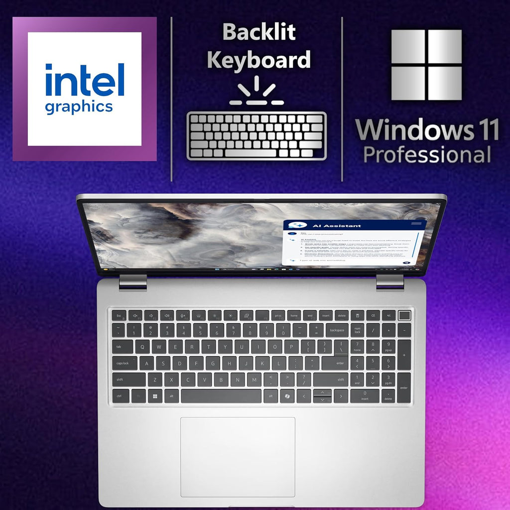 Dell Pro 16 Plus PB16250 (Replaces Latitude 5550) AI Business Notebook 16' FHD+ Intel Ultra 7-265U, 32GB DDR5 RAM, 1TB SSD PCIe, Wi-Fi 6E, BT, Backlit Keyboard, HD Webcam, RJ-45, Win 11 Pro - Silver