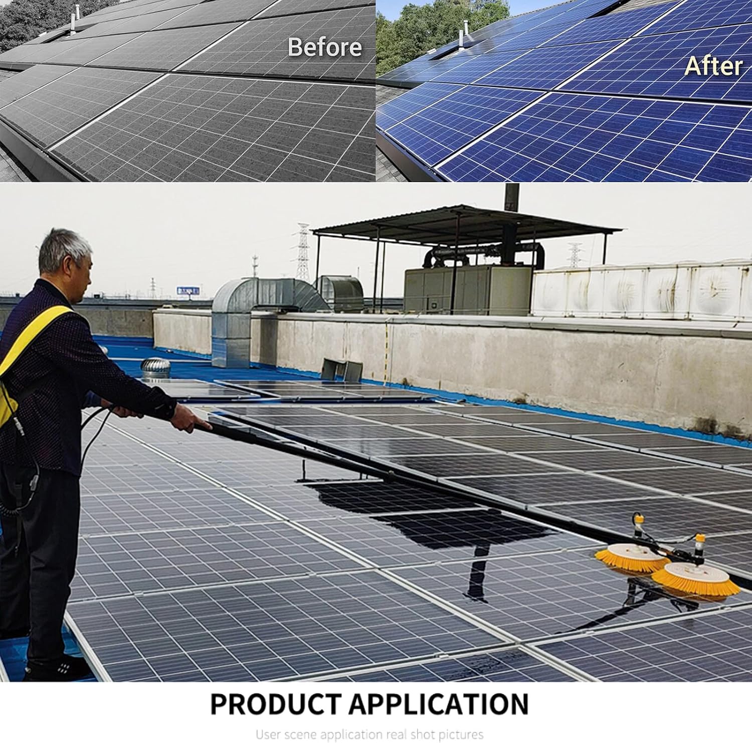 Electric Solar Panel Cleaning Brush Professional Grade Photovoltaic Panel Cleaning Brush Keeps Your Panels Spotless,7.5M