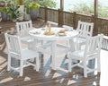 AMERLIFE 5 Piece HDPE Patio Dining Table Set, All-Weather Outdoor Table and Chairs Set Furniture with Umbrella Hole for Garden, Backyard, Poolside, Seaside, White