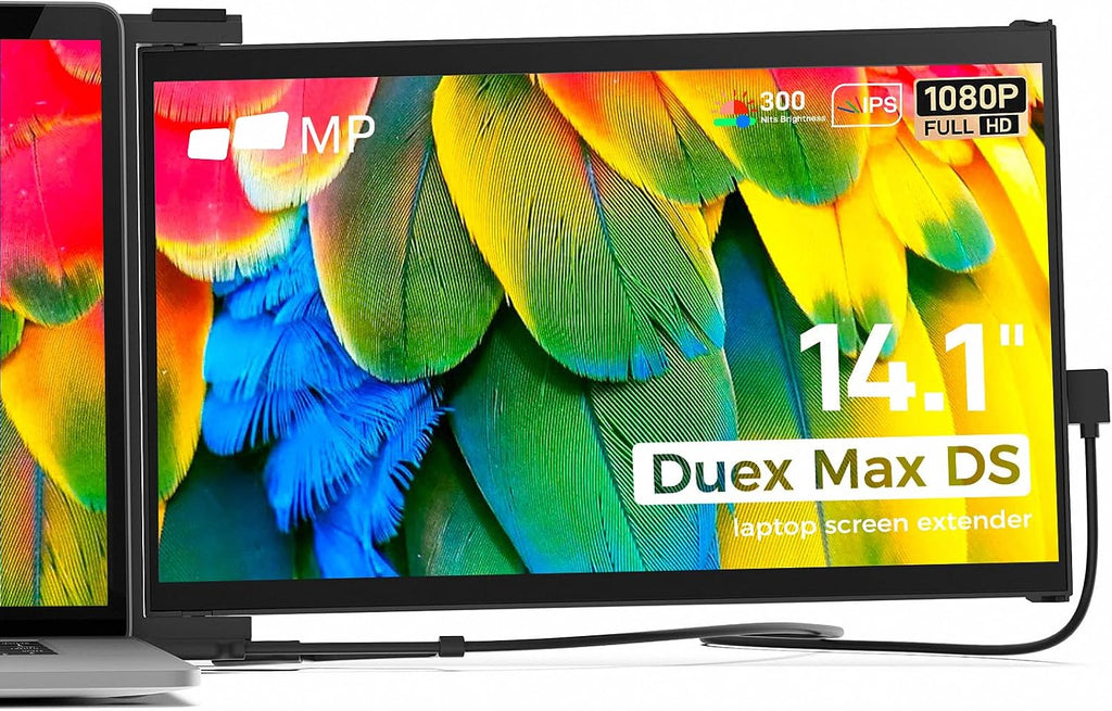 Duex Max Ds Mobile Pixels 14.1'' FHD 1080p Laptop Screen Extender, USB Type-C/HDMI Ports, Portable Mobile Monitor for 14'' to 17 Inch Laptops, Compatible with Mac/Windows/Android/Switch