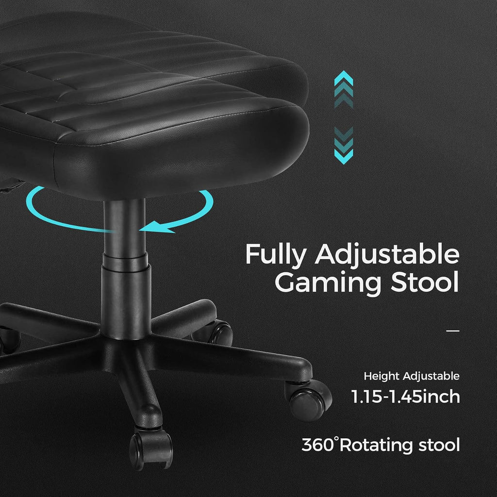 EUREKA ERGONOMIC Multi-Use Stool, Height Adjustable Swivel Rolling Stool Chair W Wheels, Ottoman Footrest for Gaming, Home Office, Black