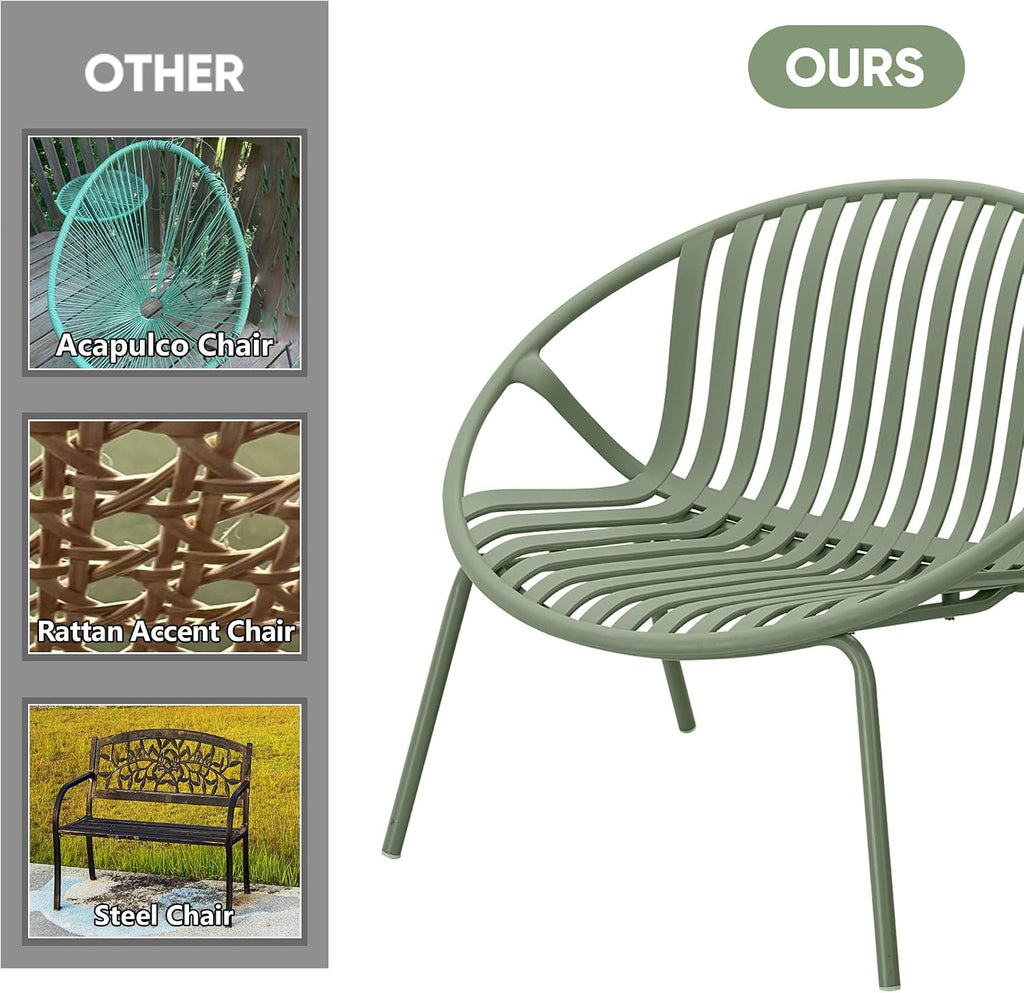 Werph Patio Furniture Set, 3 Pieces Outdoor Furniture with Bistro Orange Table and Green Chairs Set of 2, Outdoor Patio Set with Porch Chairs and Table, Deck Conversation Set for Garden Poolside