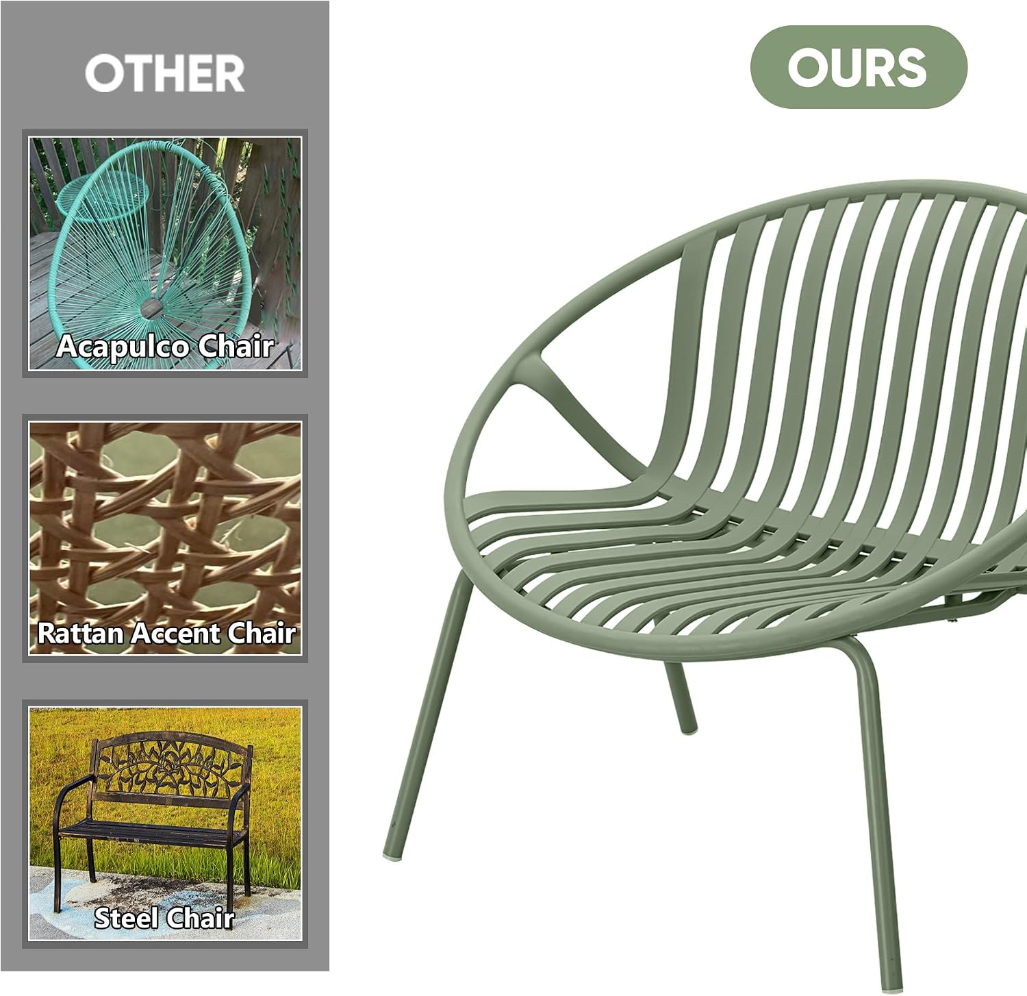 Werph Patio Furniture Set, 3 Pieces Outdoor Furniture with Bistro Orange Table and Green Chairs Set of 2, Outdoor Patio Set with Porch Chairs and Table, Deck Conversation Set for Garden Poolside