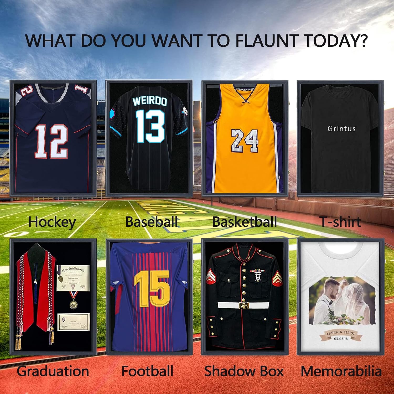 Jersey Frame Display Case 4 Pack - Jersey Display Case Jersey Shadow Box with Uv Protection Acrylic and Hanger for Baseball Basketball Football Soccer Hockey Sport Shirt and Uniform,Black Finish