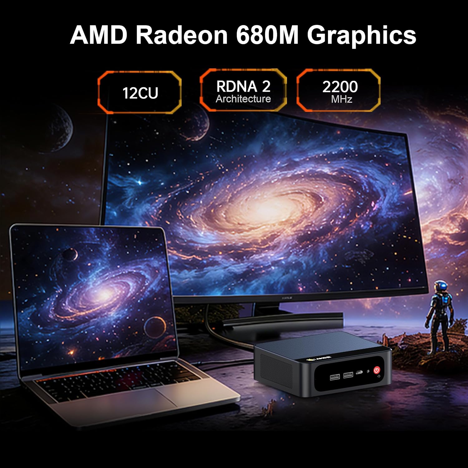 Beelink SER5 MAX Mini PC, AMD Ryzen 7 7735HS(Up to 4.75GHz), 24GB LPDDR5 1TB PCle4.0 SSD, AMD Radeon 680M Graphics/4k Triple Display/2.5Gbps LAN/USB3.2 Home/Office Mini Computer