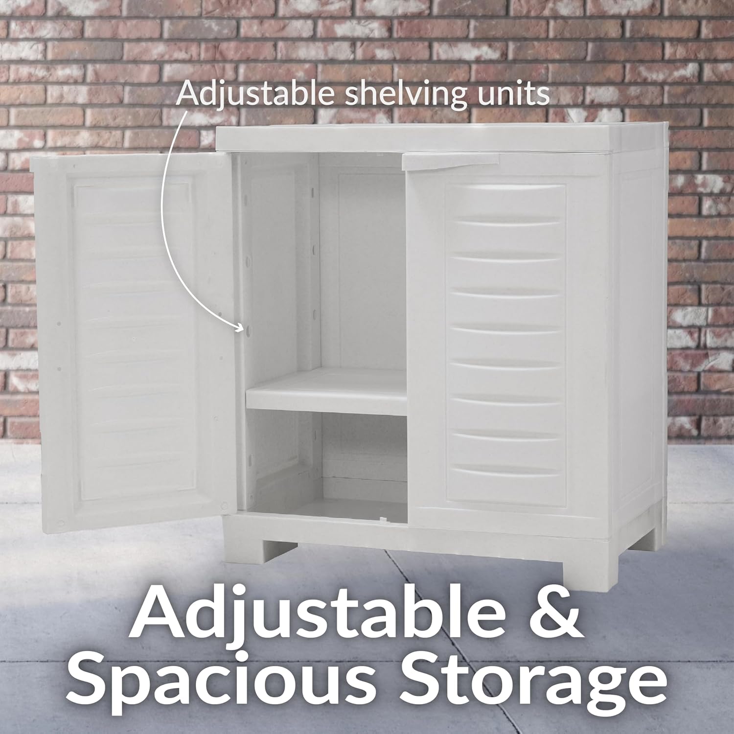 Sunnydaze 25.5' H Resin Garage Storage Cabinet - Garage Cabinet with Doors - Freestanding Utility Storage for Laundry Room, Office, Basement - Speckled White
