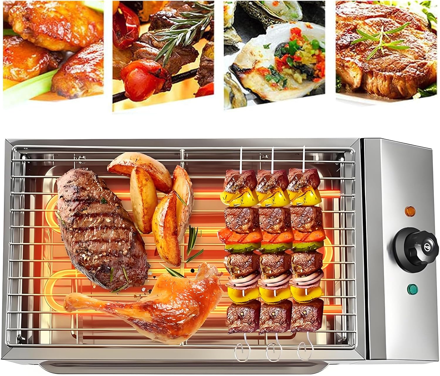 2600W Countertop Electric Griddle Flat Top Grill Portable Barbecue Grill Countertop Smokeless Indoor Grill Non-Stick Cooking Removable Plate BBQ Grill with Removable Temperature Control