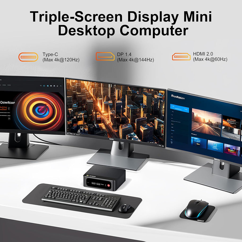 Beelink SER5 MAX Mini PC, AMD Ryzen 7 7735HS(Up to 4.75GHz), 24GB LPDDR5 1TB PCle4.0 SSD, AMD Radeon 680M Graphics/4k Triple Display/2.5Gbps LAN/USB3.2 Home/Office Mini Computer