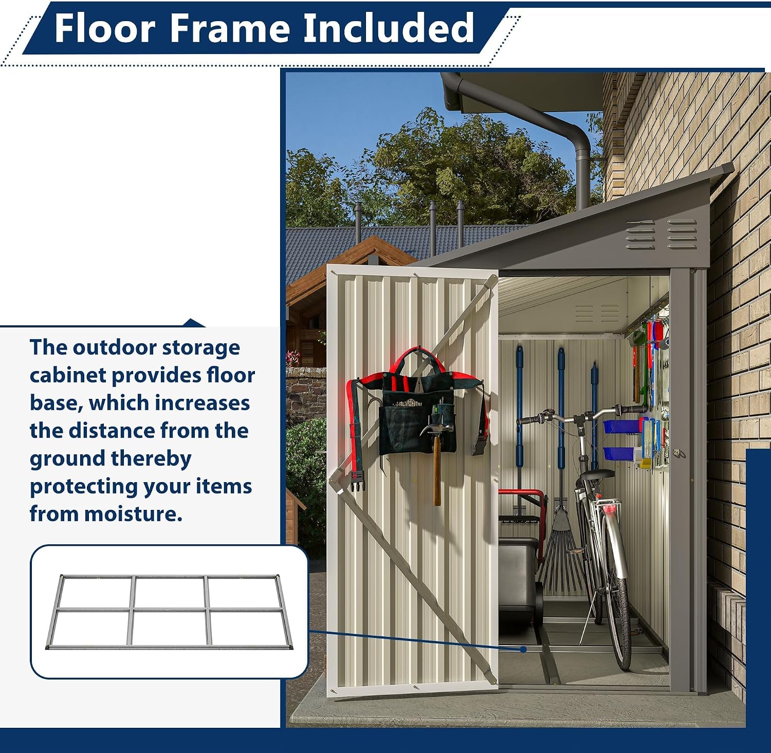 4×8 Ft Outdoor Storage Shed, Metal Lean to Storage Shed for Backyard, Patio, Garden, Gray