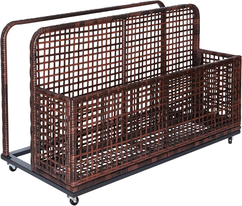 Pool Float Storage, Outdoor Storage, Patio Poolside Float Storage Box, PE Rattan Outdoor Pool Caddy with Rolling Wheels, Floaties, Patio,Beach-Sturdy & Movable