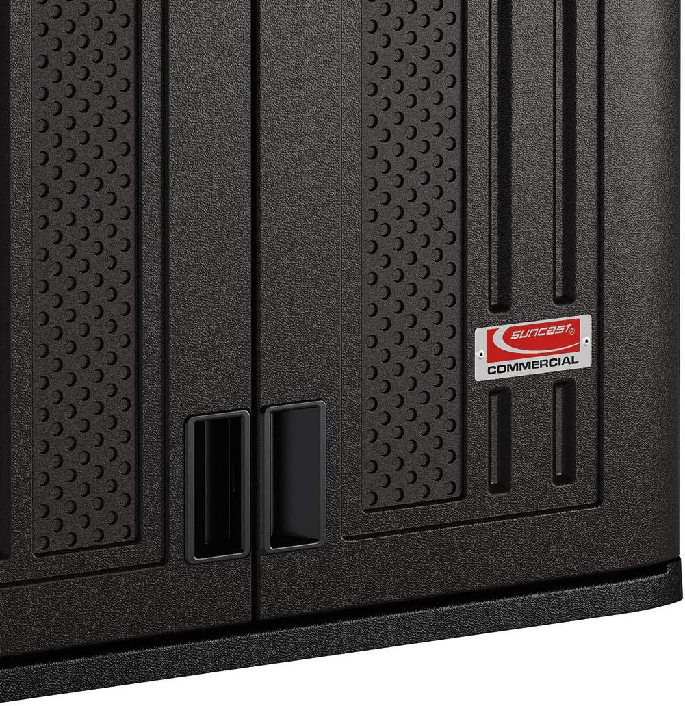 Suncast Commercial 4 Cubic Ft. Heavy-Duty Resin Wall Cabinet with Adjustable Metal-Reinforced Shelf, and Lockable Handles for Indoor and Outdoor Storage, Black, Made in the USA