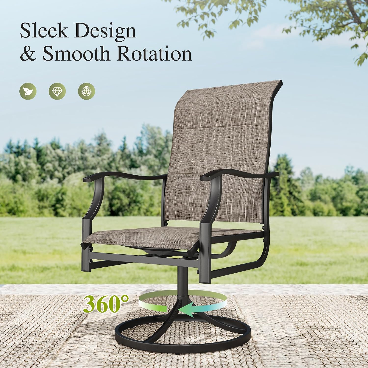 Sophia & William Outdoor Patio Swivel Dining Chairs Set of 6, High Back Padded Patio Dining Chairs, All Weather Textilene Mesh Fabric for Backyard, Poolside, Balcony and Garden