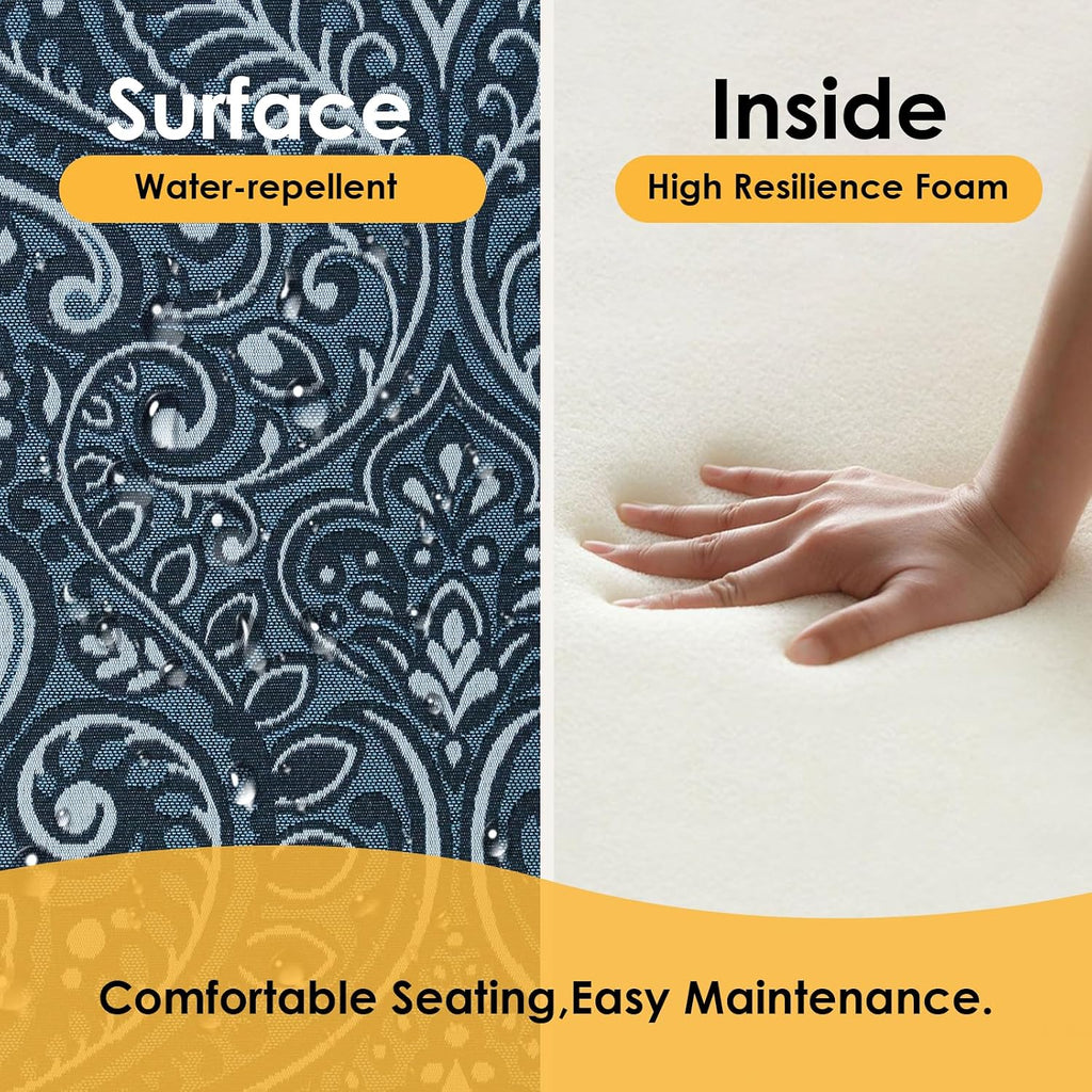 Outdoor Cushions for Patio Furniture Set of 2, 24'x24' Water Repellent Chair Cushions Removable Seat Bottom & Back Cushion Covers for Chair, Sofa, Couch, Damask Vine
