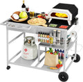 JY QAQA Pizza Oven Table Grill Cart with Condiment Shelf, Outdoor Cooking Cart, Grill Worktable for Patio, Food Prep Station Fits Ninja Woodfire Grill, Cuisinart Grill, Blackstone Griddle etc Grill