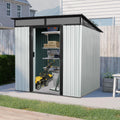 Ball & Cast 6x5 FT Outdoor Metal Storage Shed,Waterproof Garden Organizer Tool House with Lockable Sliding Doors and Transparent Plate,Aluminum Backyard Cabinet W/Ventilation,for Bike,White+Black