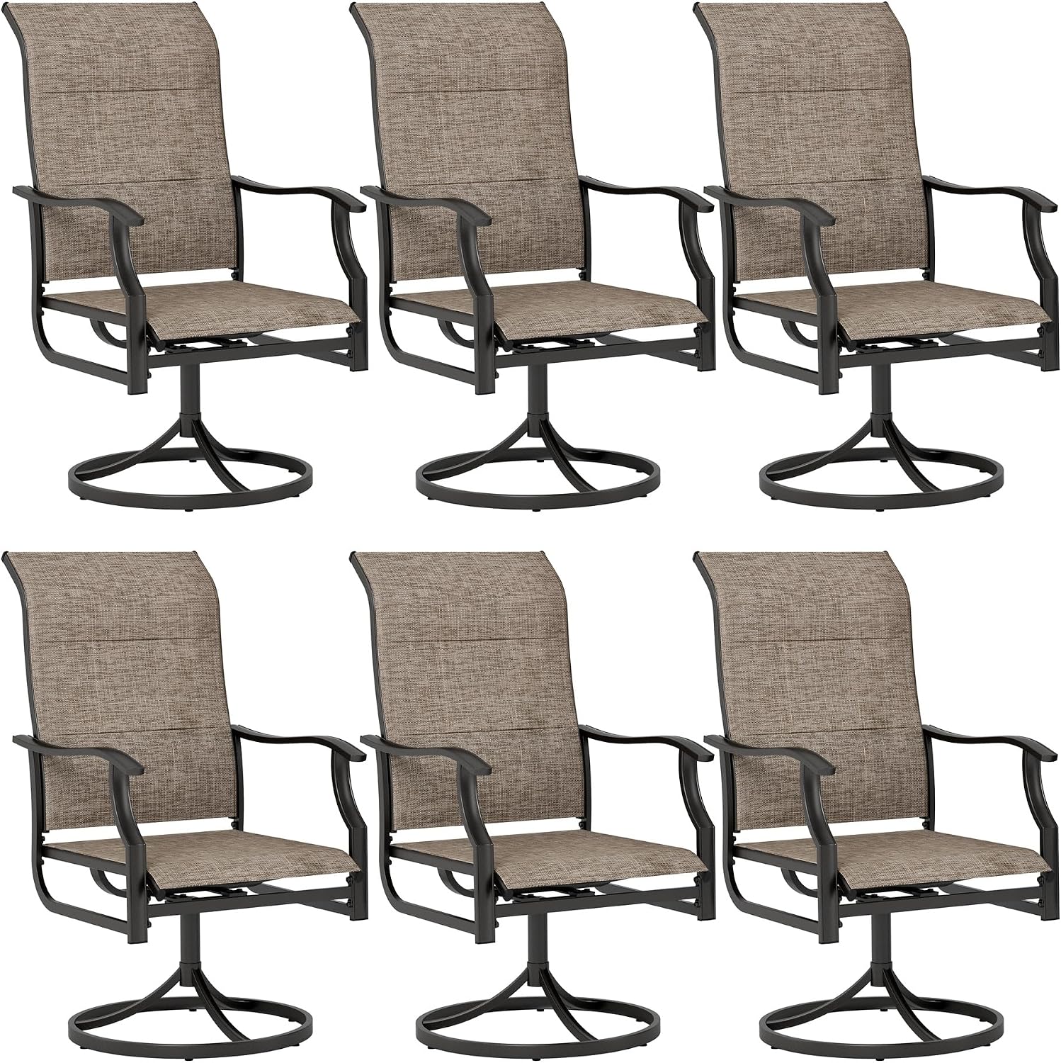 Sophia & William Outdoor Patio Swivel Dining Chairs Set of 6, High Back Padded Patio Dining Chairs, All Weather Textilene Mesh Fabric for Backyard, Poolside, Balcony and Garden