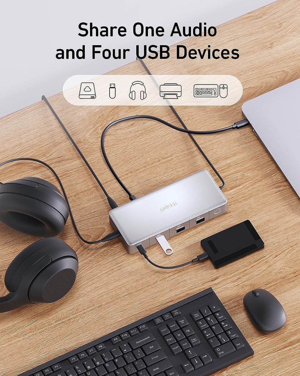 Anker Docking Station, KVM Switch for a Desktop PC and a Laptop, Dual 4K Monitor 553 USB C Docking Station, with HDMI and DisplayPort, USB 3.0 Ports for Hp Laptop, MacBook, iPad, Steam Deck and More