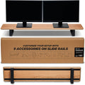 ULTRARM Moodular Wooden Monitor Stand 45.6' (116cm) Large Desk Organizer with Metal Slide Rails for Drawer, Tray, Laptop, Tablet, Phone & Headphones Customizable Riser for Organized Workspace Oak
