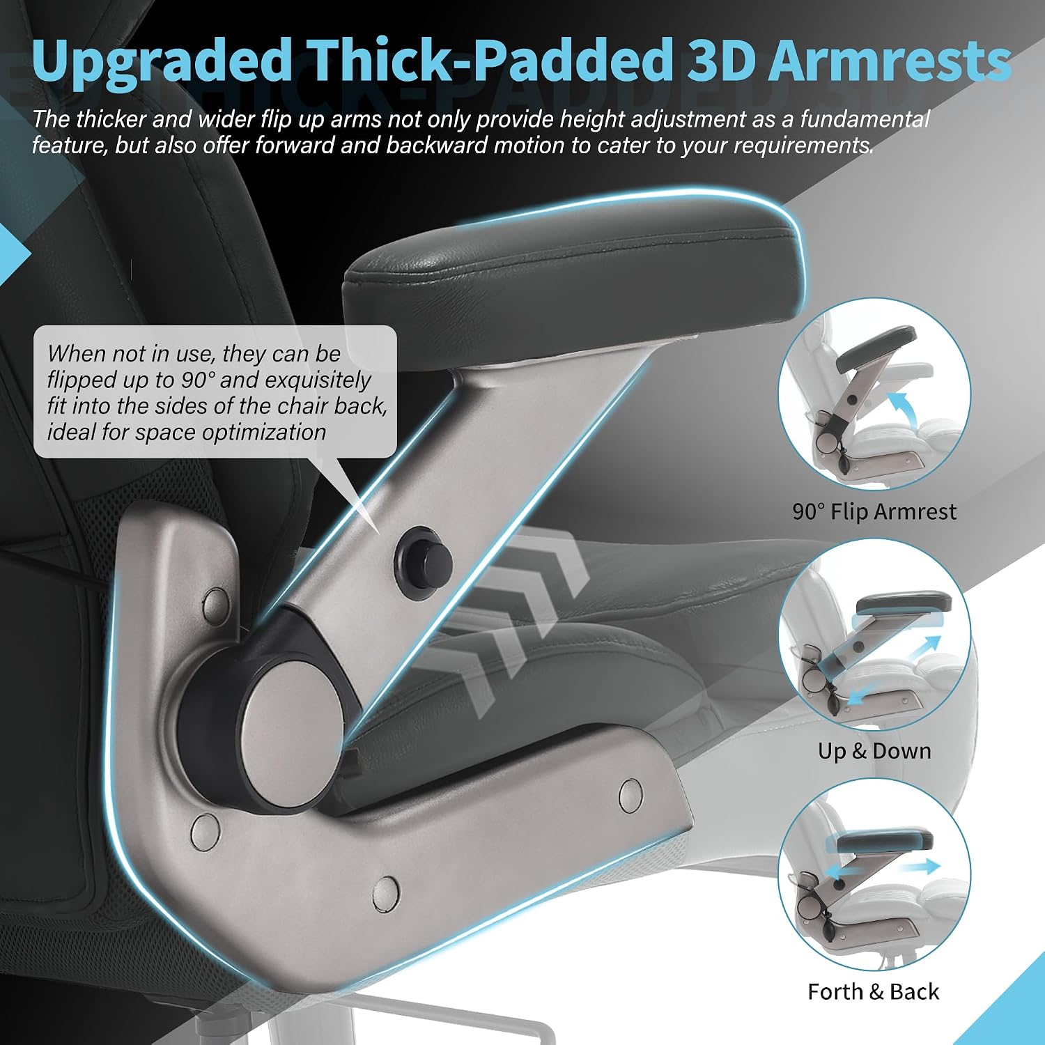 Big and Tall Office Chair 700lbs - Adjustable Headrest&Lumbar Support, 3D Flip Arms, Large Wheels &Heavy Duty Metal Base, Ergonomic High Back Computer Chair Desk Chair, Thick Padded Extra Wide Seat