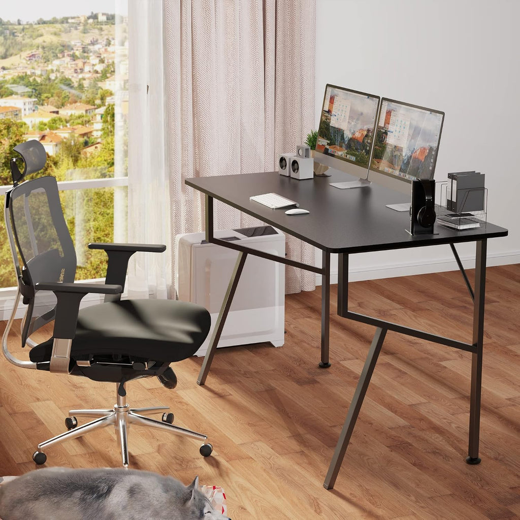 EUREKA ERGONOMIC Gaming Desk 47 Inch, K Shaped Home Office PC Computer Desk Table for Gamer with Cable Management, Carbon Fiber Black