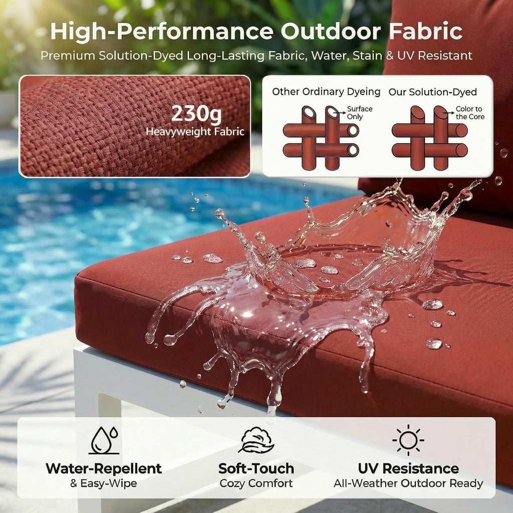 NICESOUL 6 Person Modern Aluminum Outdoor Patio Furniture Set, 29' Wide Deep Seating, Fade & Water Resistant L Shaped Modular Sectional Couch, Large Comfy Conversation Set for Backyard Terrace, Red