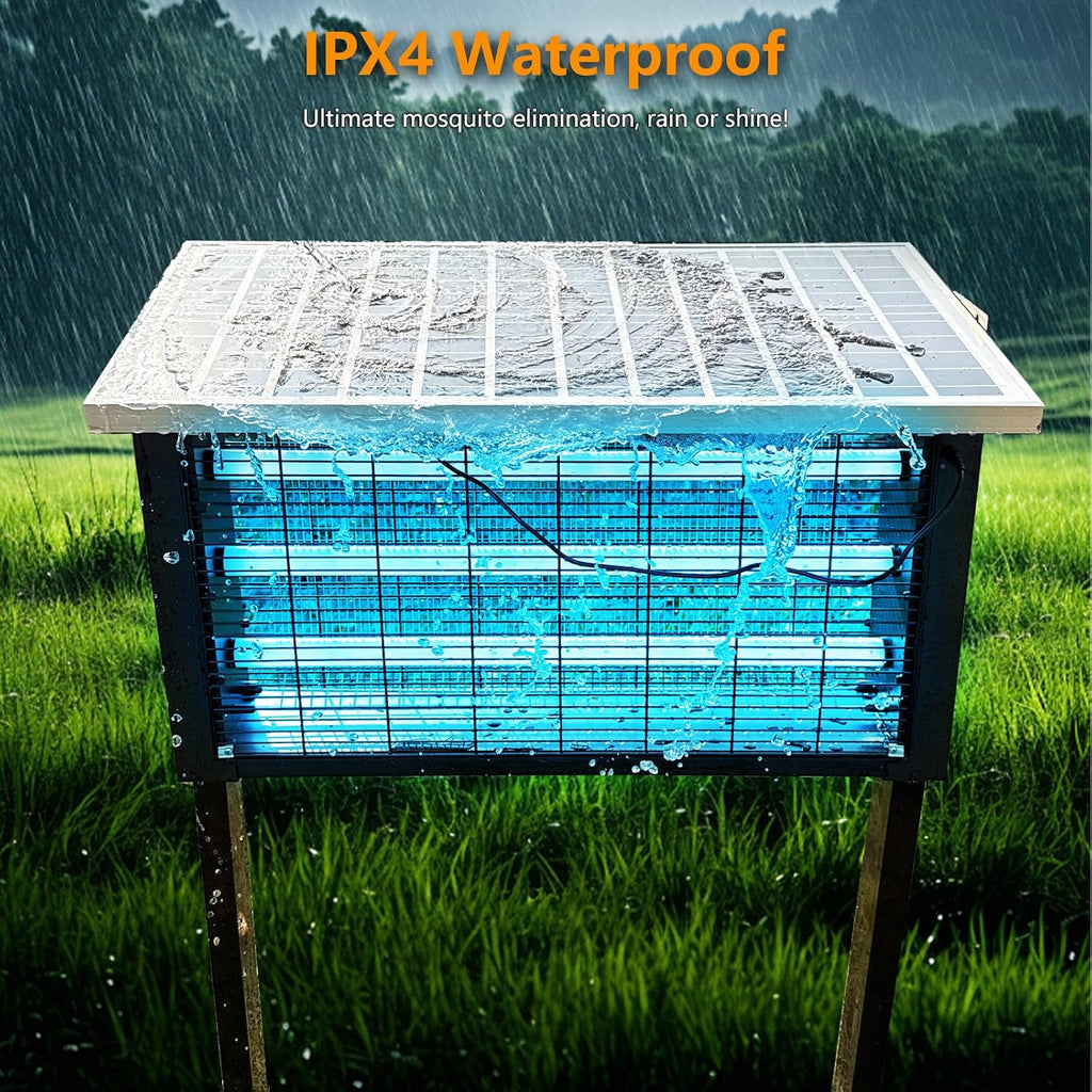 Powerful Super Large Solar Bug Zapper Outdoor for 8000 sq.ft, Rechargeable Solar Mosquito Zapper with High Powered, Outdoor Bug Zapper for Patio Garden Backyard RV Camping with 30W Solar Panel