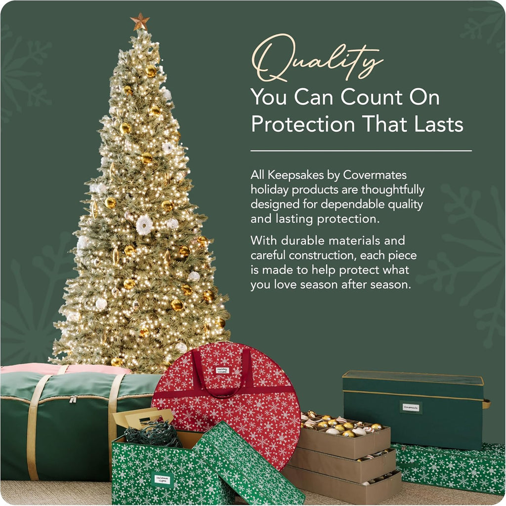 Covermates Keepsakes Christmas Tree Rolling Cinch Bag – Heavy-Duty Polyester Holiday Storage with Wheels, Reinforced Handles & Cinch Straps – Durable Christmas Tree Storage Solution, Red