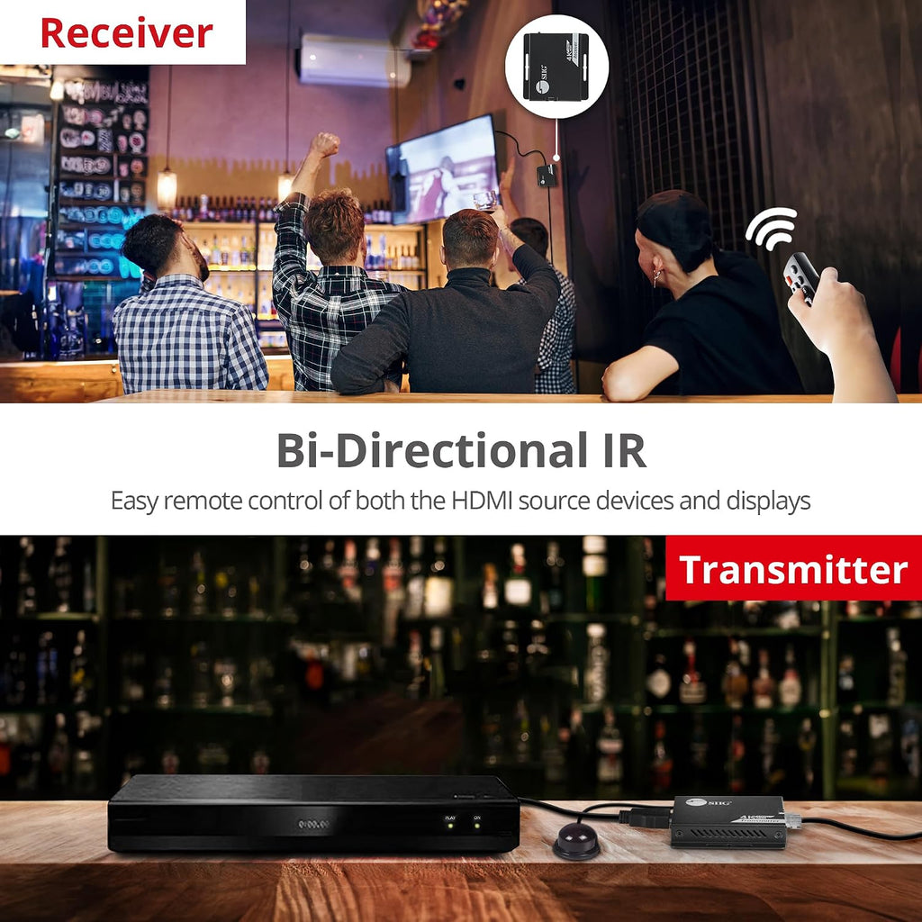 SIIG 4K 120Hz HDMI Extender Over CAT6/7 – Up to 132ft (40M), 4K @120Hz, Dual IR, 32Gbps, HDR10, HDCP 2.3, DSC 1.2a, EDID, Near Zero Latency (CE-H27L11-S1)