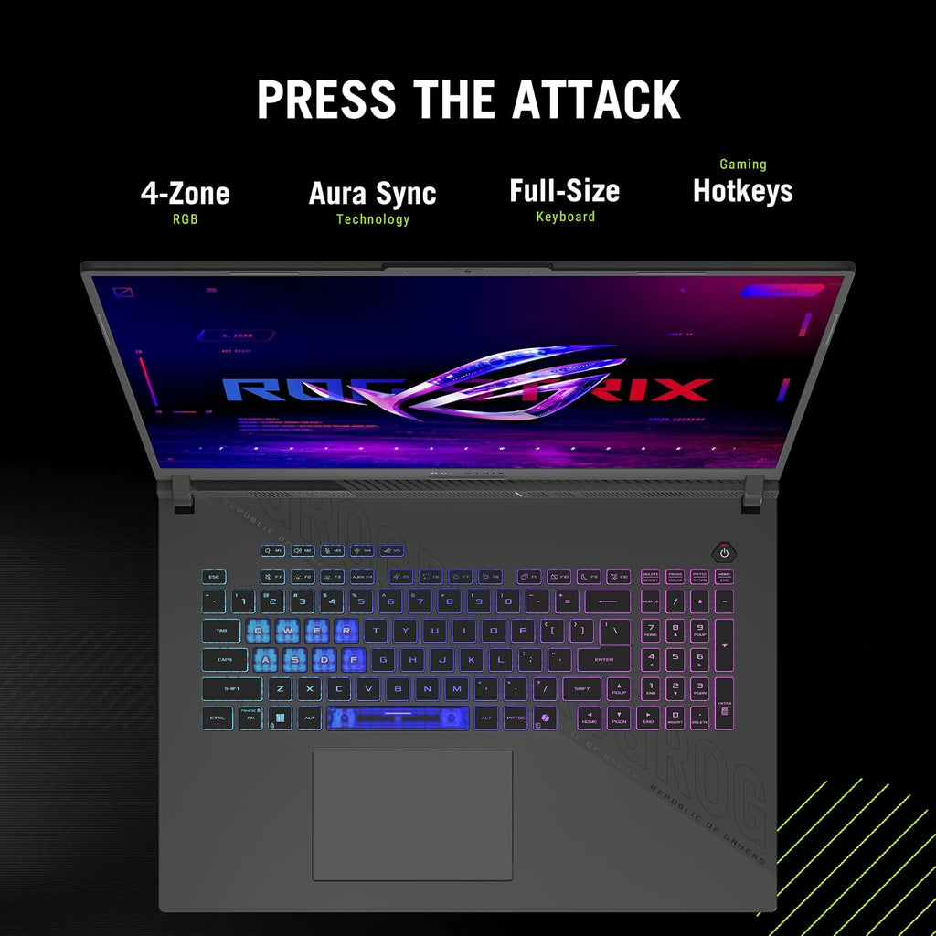 ASUS ROG Strix G18 Latest 2026 AI Gaming Laptop Copilot + PC 18' 2.5K Nebula 240Hz Display (Ryzen 9 8940HX, GeForce RTX 5070 8GB, 16GB DDR5, 2TB SSD, RGB KB, WiFi 6E, BT 5.4, Win 11 Pro) w/DKZ Hub