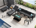 NICESOUL 9 Piece Luxury Aluminum Outdoor Sectional Sofa with Lounge & Fire Pit Table, Large Modular Patio Furniture Set, 29' Deep Wide Seating, 500 lbs Heavy Duty Conversation Set for Deck, Dark Gray